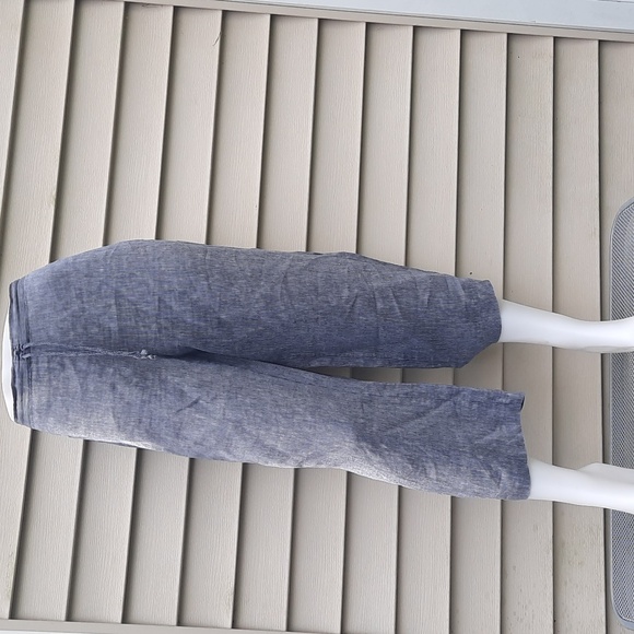 Habitat Pant Trouser Wide Leg 100% Linen Stripe Navy Blue White Lagenlook - Picture 1 of 12